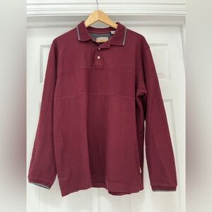 Retreat Men's Burgundy Long Sleeve Polo Shirt size medium